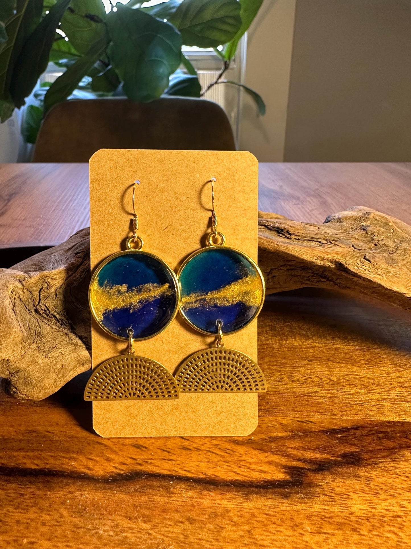 Resin and beaded earrings