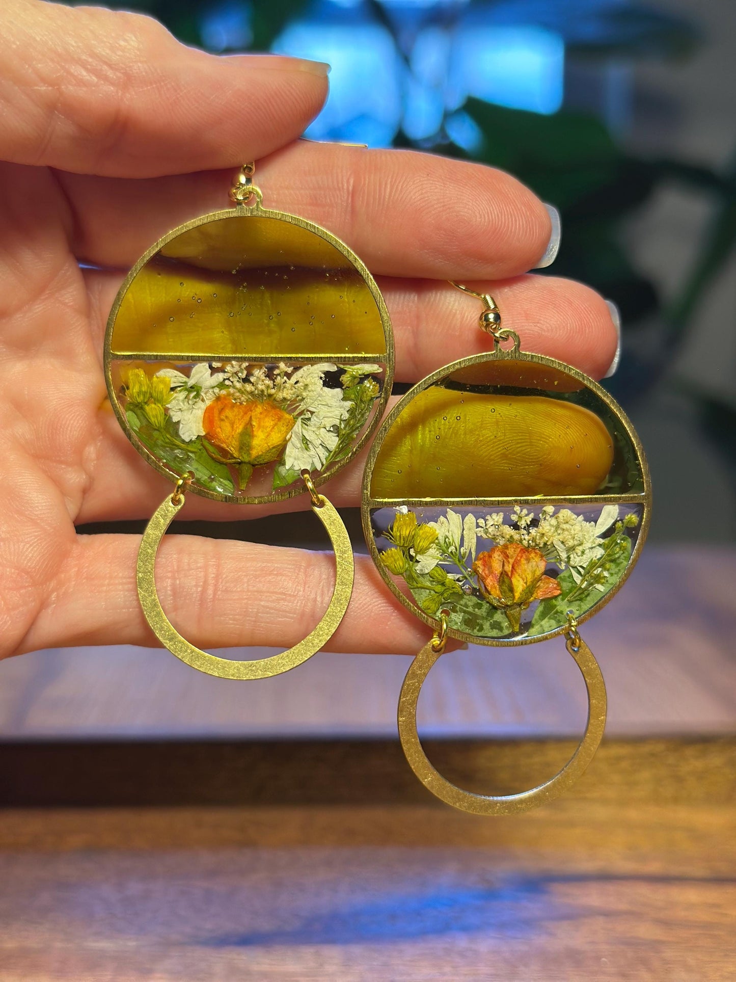 Resin and beaded earrings