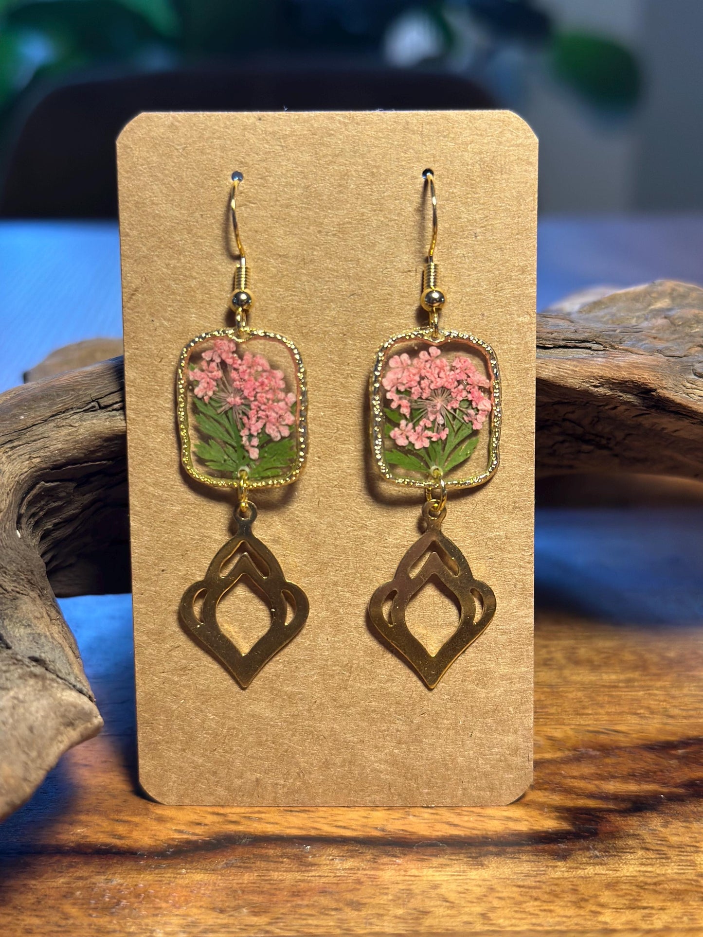 Resin and pressed flower earrings