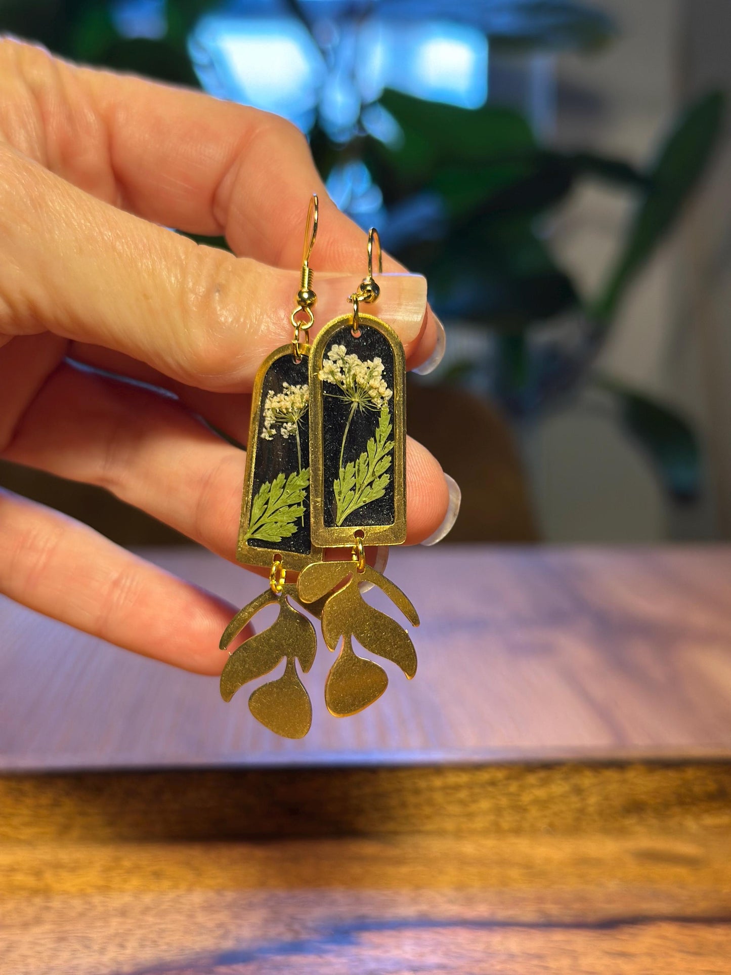 Resin and beaded earrings