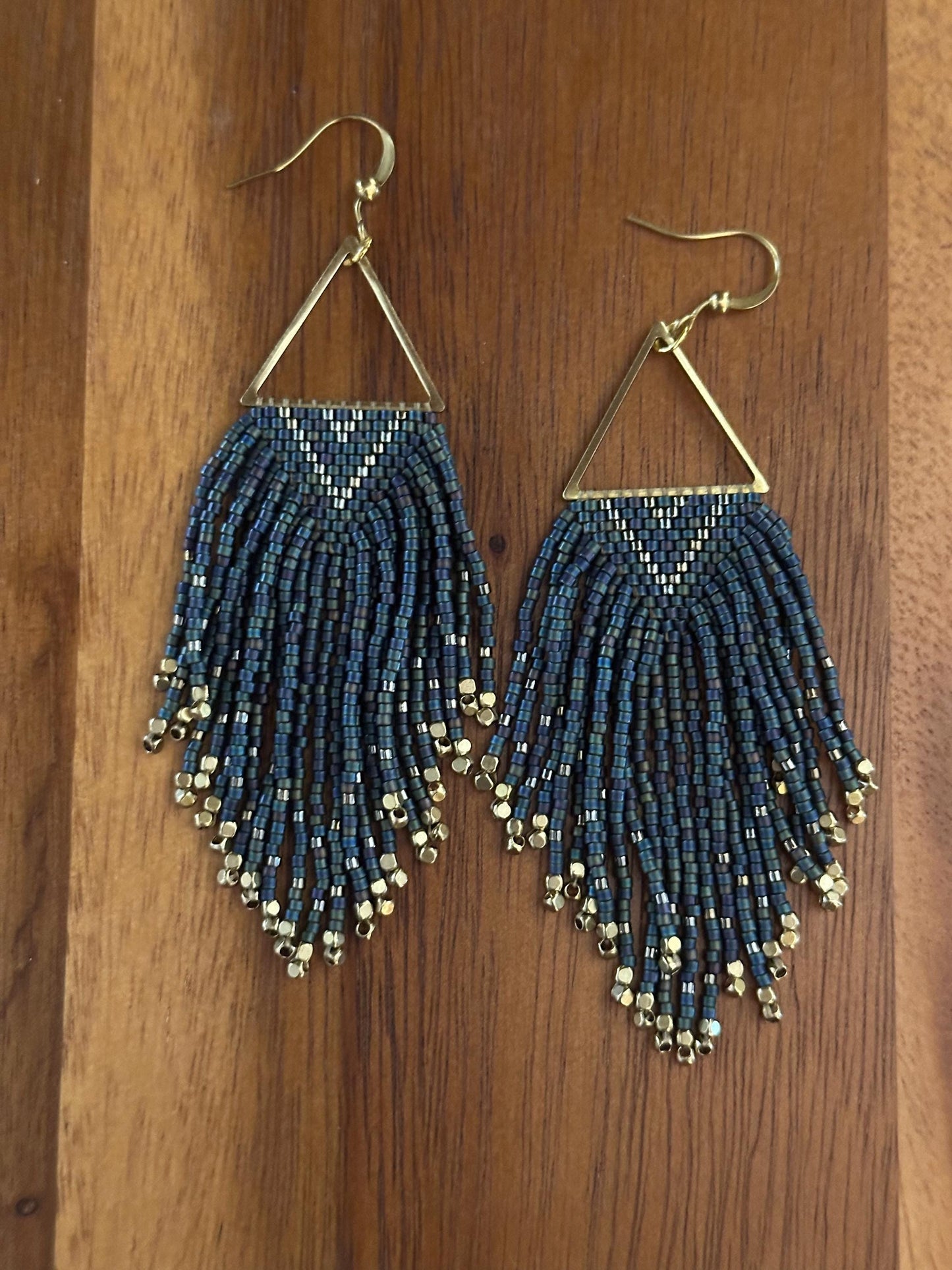 Hand-Beaded Fringe Earrings