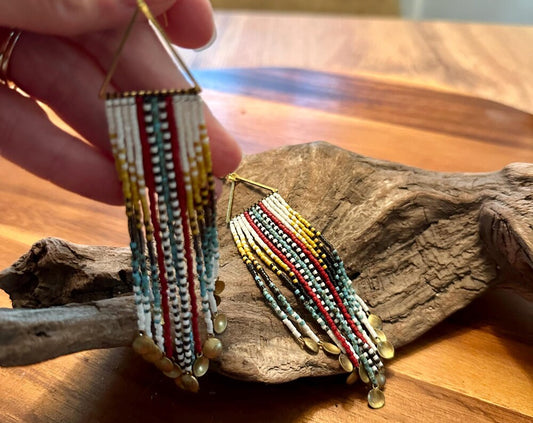 Hand-Beaded Fringe Earrings